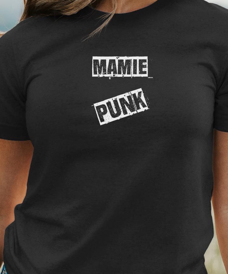 T-Shirt Noir Mamie PUNK Pour femme-1