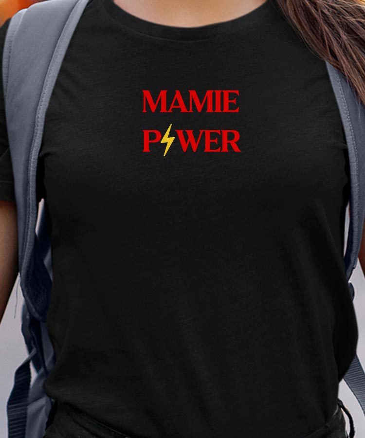T-Shirt Noir Mamie Power Pour femme-1