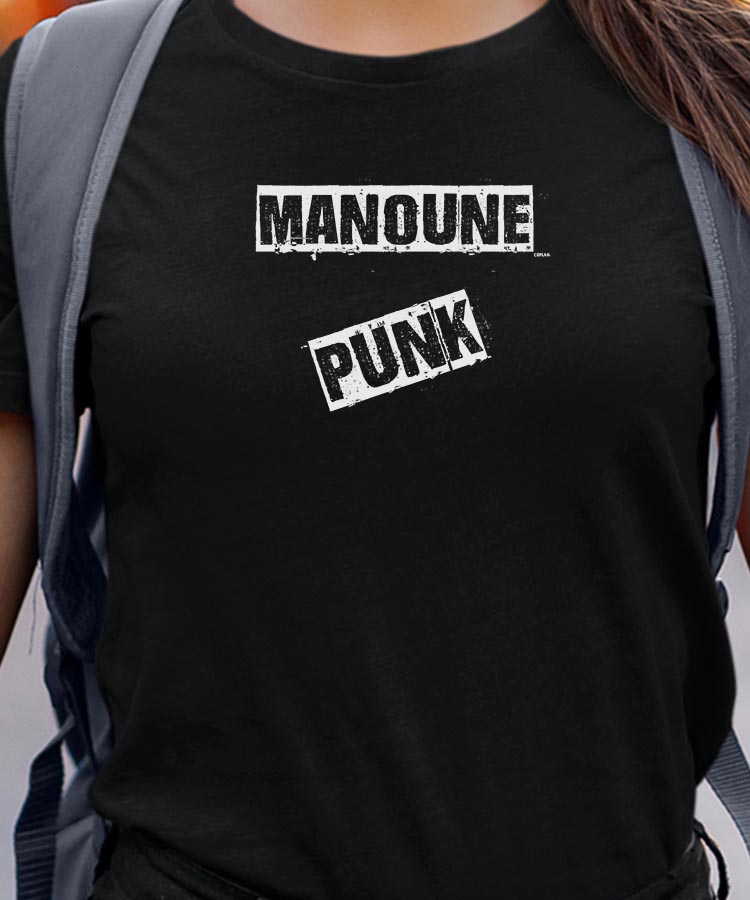 T-Shirt Noir Manoune PUNK Pour femme-1