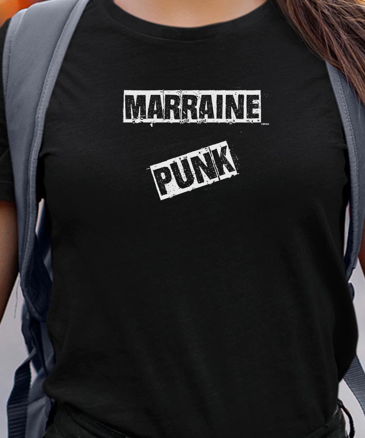 T-Shirt Noir Marraine PUNK Pour femme-1