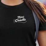 T-Shirt Noir Mémé Chouette face Pour femme-1