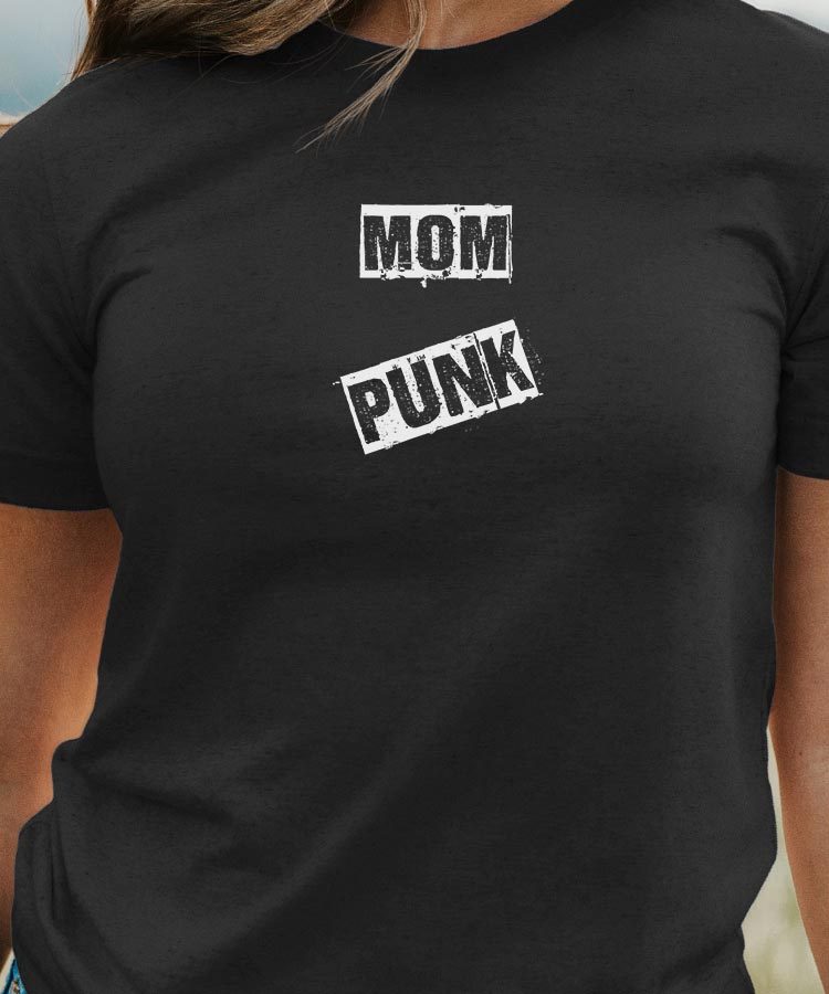 T-Shirt Noir Mom PUNK Pour femme-1