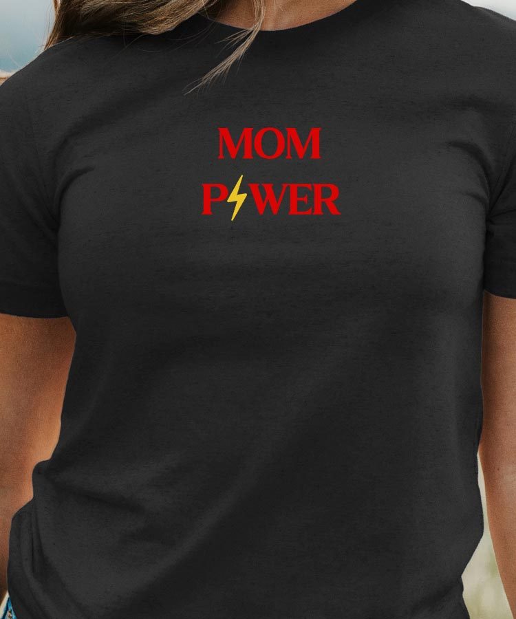 T-Shirt Noir Mom Power Pour femme-1