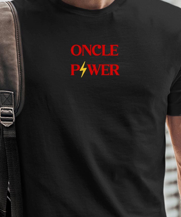 T-Shirt Noir Oncle Power Pour homme-1