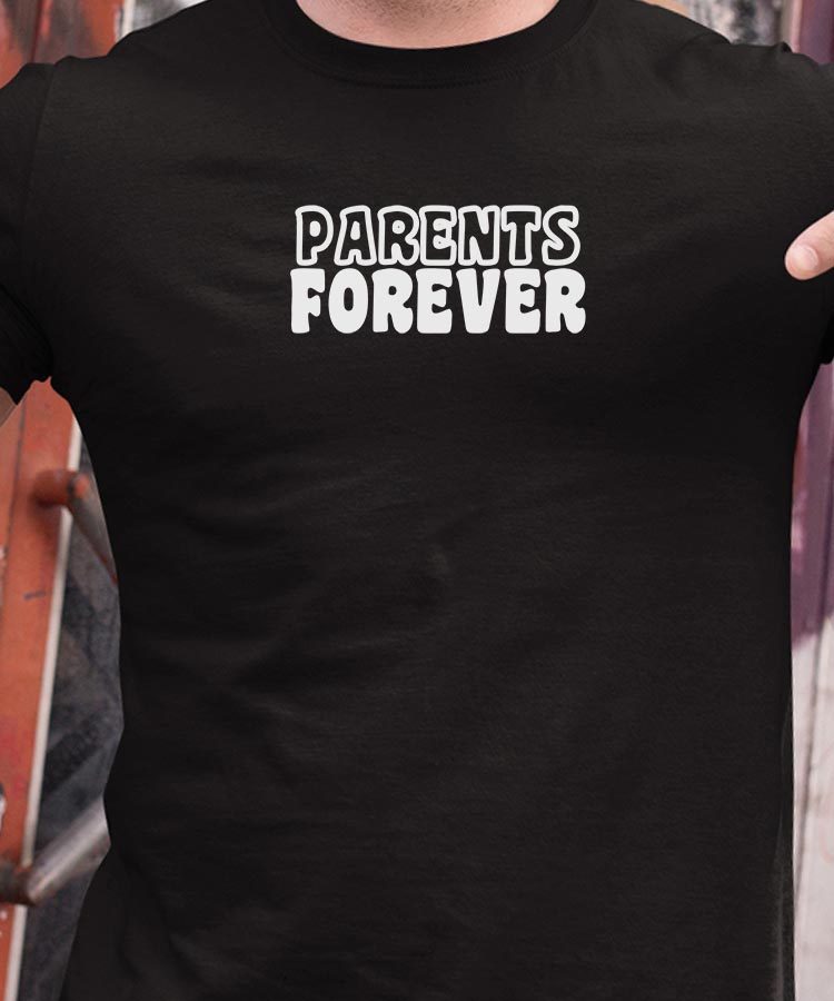 T-Shirt Noir Parents forever face Pour homme-1
