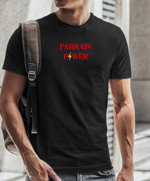 T-Shirt Noir Parrain Power Pour homme-2