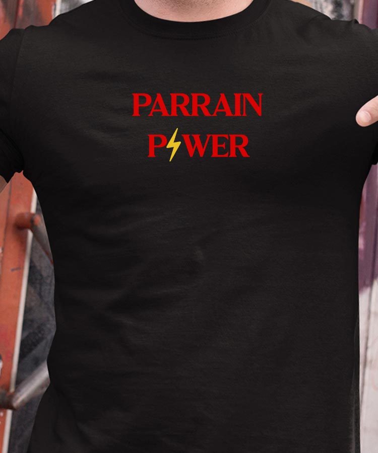 T-Shirt Noir Parrain Power Pour homme-1