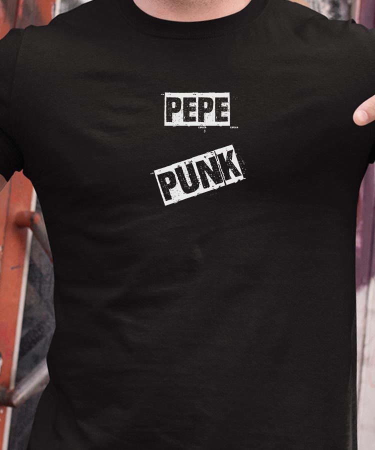 T-Shirt Noir Pepe PUNK Pour homme-1