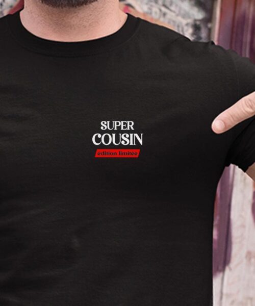 T-Shirt Noir Super Cousin édition limitée Pour homme-1