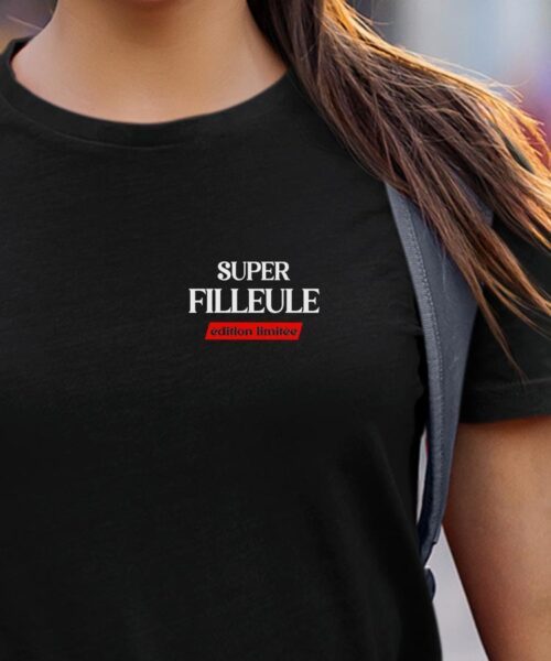 T-Shirt Noir Super Filleule édition limitée Pour femme-1
