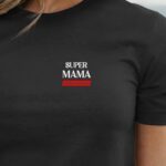 T-Shirt Noir Super Mama édition limitée Pour femme-1