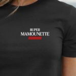 T-Shirt Noir Super Mamounette édition limitée Pour femme-1