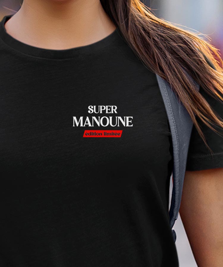 T-Shirt Noir Super Manoune édition limitée Pour femme-1