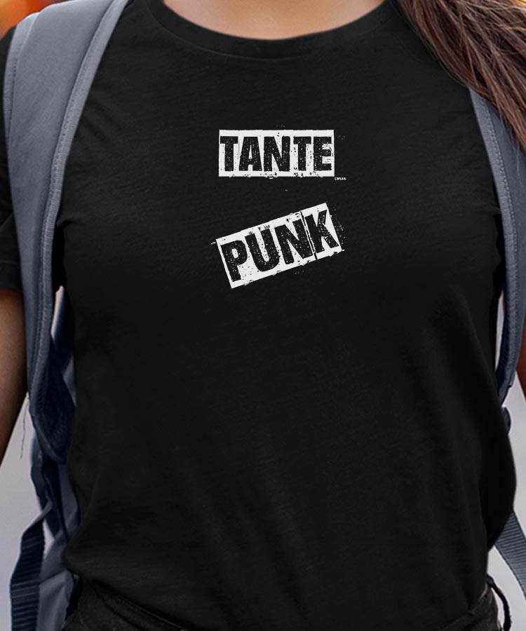 T-Shirt Noir Tante PUNK Pour femme-1