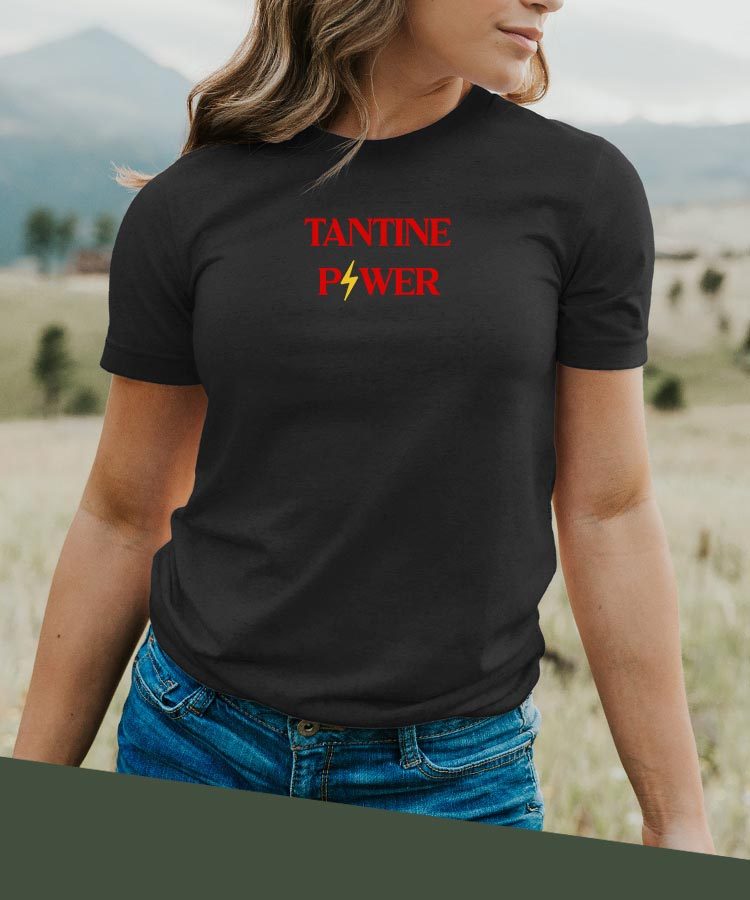 T-Shirt Noir Tantine Power Pour femme-2