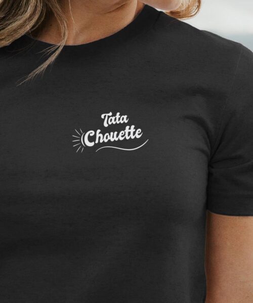 T-Shirt Noir Tata Chouette face Pour femme-1