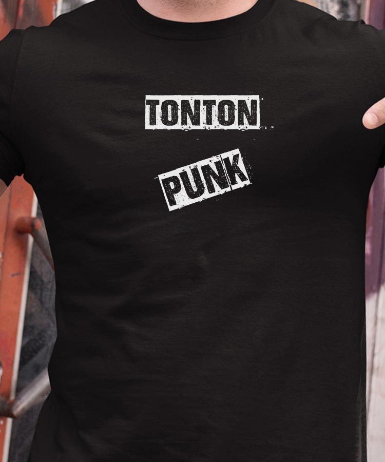 T-Shirt Noir Tonton PUNK Pour homme-1