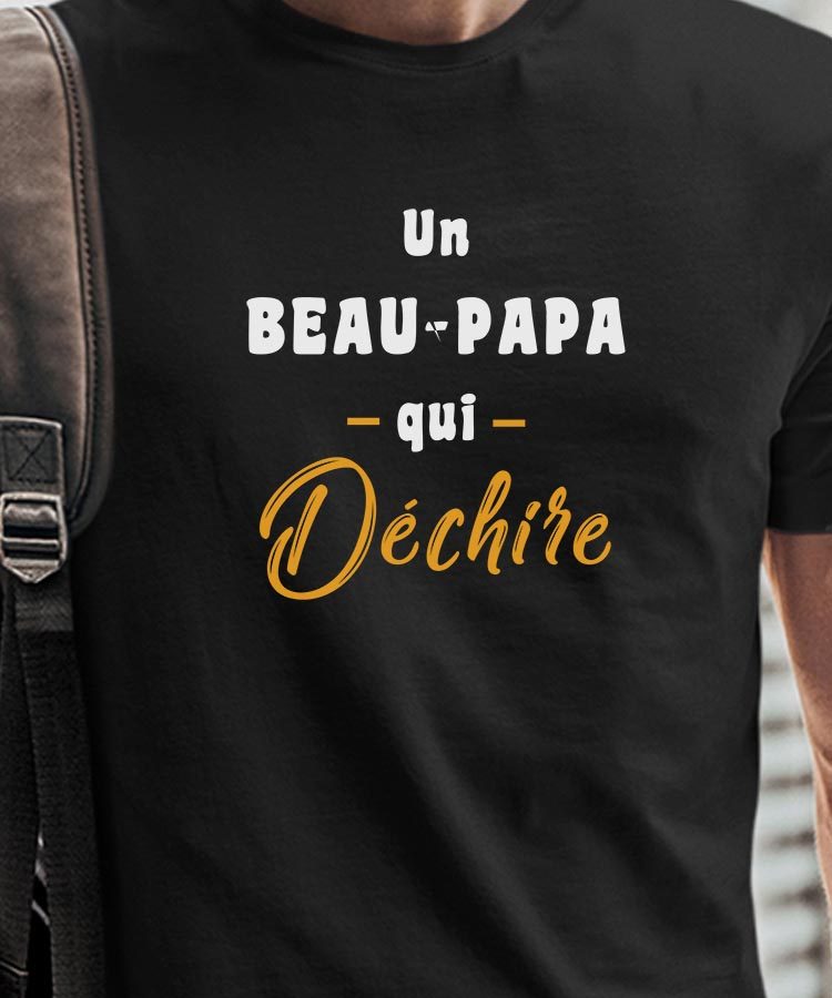 T-Shirt Noir Un Beau-Papa Qui déchire Pour homme-1