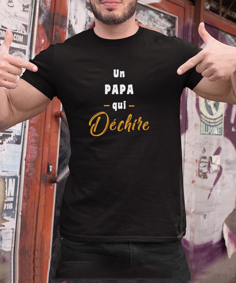 T-Shirt Noir Un Papa Qui déchire Pour homme-2