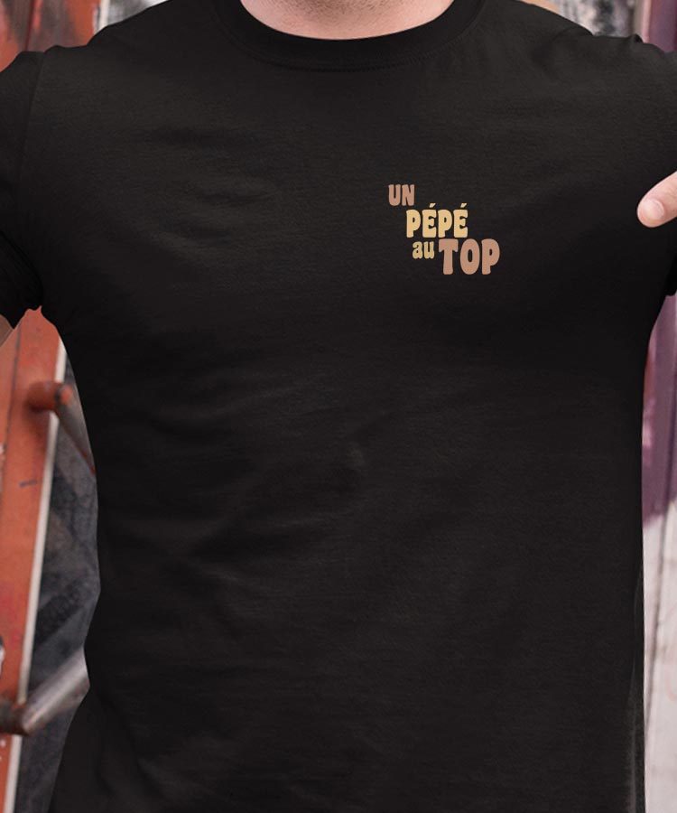 T-Shirt Noir Un Pépé au top Pour homme-1