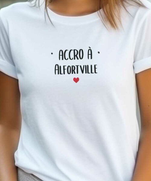 T-Shirt Blanc Accro à Alfortville Pour femme-2