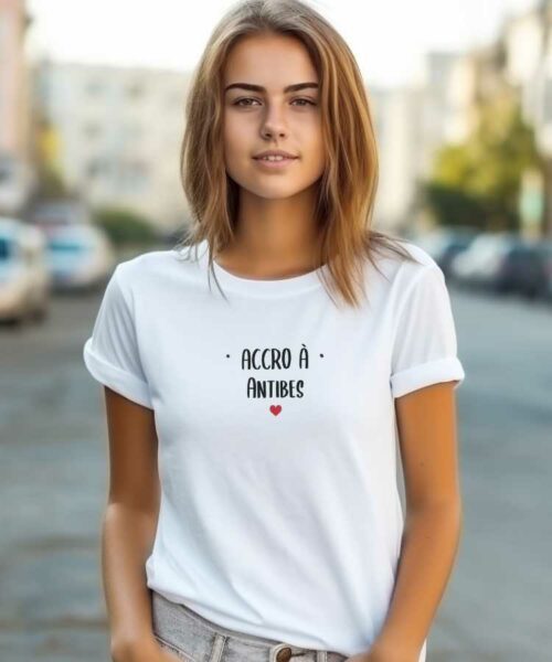 T-Shirt Blanc Accro à Antibes Pour femme-1