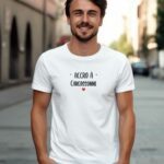 T-Shirt Blanc Accro à Carcassonne Pour homme-1