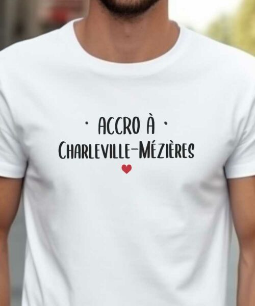 T-Shirt Blanc Accro à Charleville-Mézières Pour homme-2