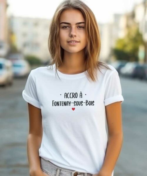 T-Shirt Blanc Accro à Fontenay-sous-Bois Pour femme-1