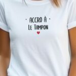 T-Shirt Blanc Accro à Le Tampon Pour femme-2