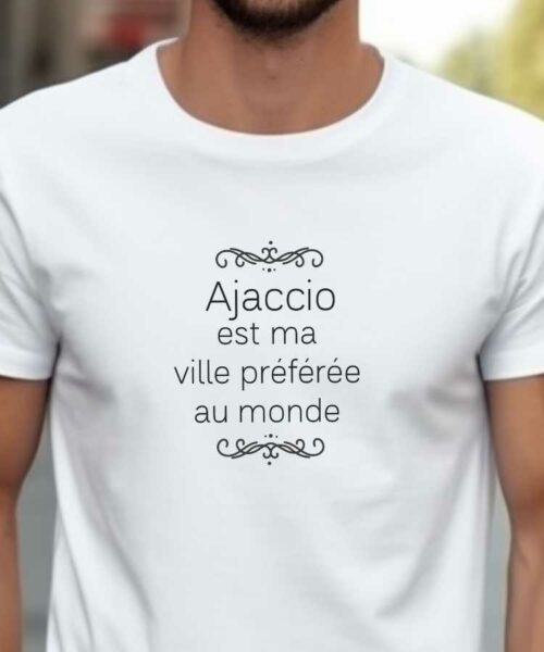 T-Shirt Blanc Ajaccio est ma ville préférée au monde Pour homme-2