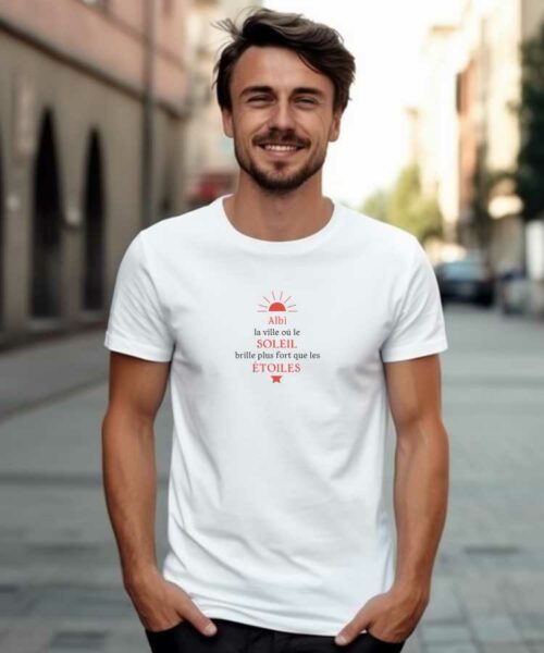 T-Shirt Blanc Albi la ville où le soleil brille plus fort que les étoiles Pour homme-1