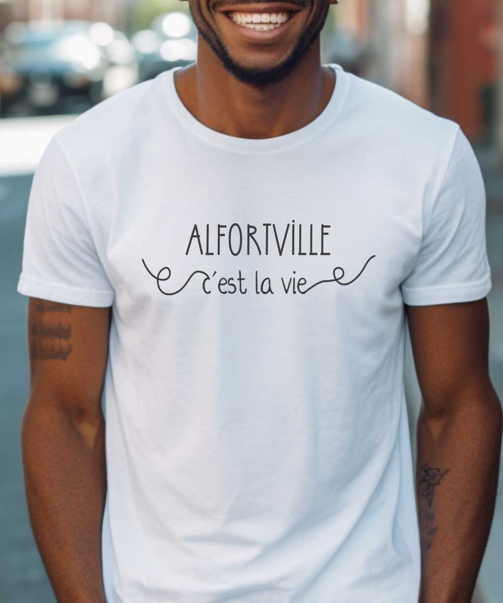 T-Shirt Blanc Alfortville c’est la vie Pour homme-1