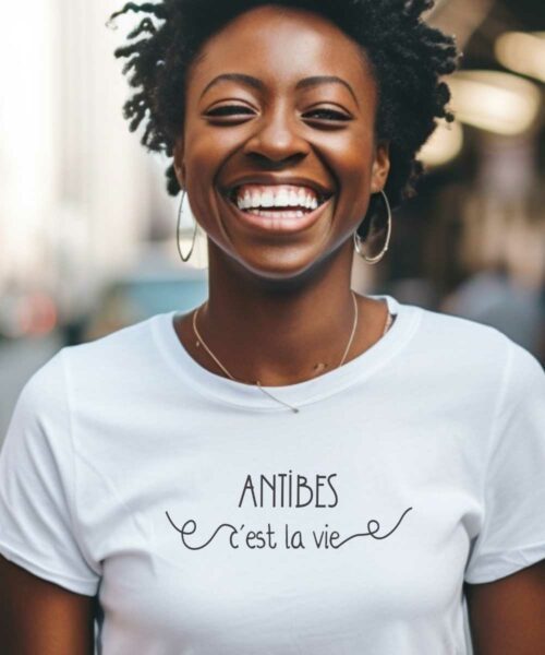 T-Shirt Blanc Antibes c'est la vie Pour femme-1