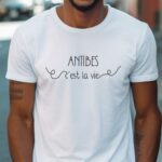 T-Shirt Blanc Antibes c'est la vie Pour homme-1