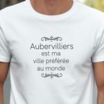 T-Shirt Blanc Aubervilliers est ma ville préférée au monde Pour homme-2