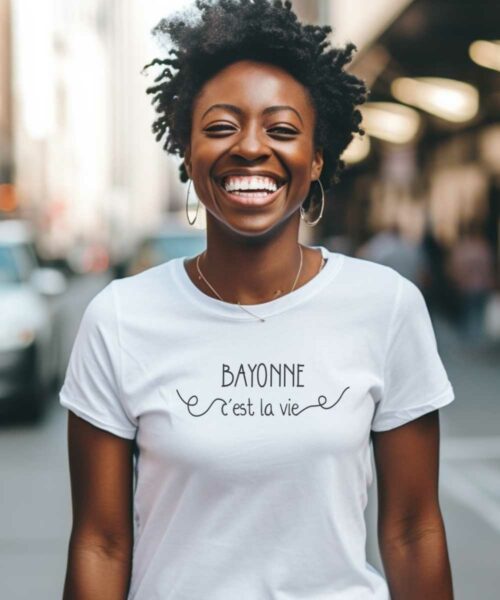 T-Shirt Blanc Bayonne c'est la vie Pour femme-2