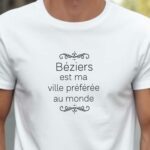 T-Shirt Blanc Béziers est ma ville préférée au monde Pour homme-2