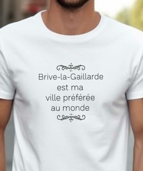 T-Shirt Blanc Brive-la-Gaillarde est ma ville préférée au monde Pour homme-2