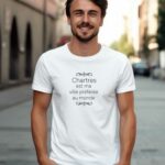 T-Shirt Blanc Chartres est ma ville préférée au monde Pour homme-1