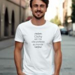 T-Shirt Blanc Clichy est ma ville préférée au monde Pour homme-1