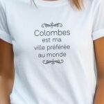 T-Shirt Blanc Colombes est ma ville préférée au monde Pour femme-2