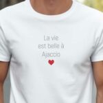 T-Shirt Blanc La vie est belle à Ajaccio Pour homme-2