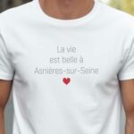 T-Shirt Blanc La vie est belle à Asnières-sur-Seine Pour homme-2