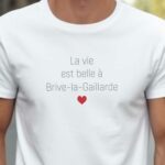 T-Shirt Blanc La vie est belle à Brive-la-Gaillarde Pour homme-2