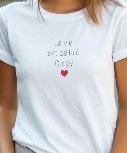 T-Shirt Blanc La vie est belle à Cergy Pour femme-2