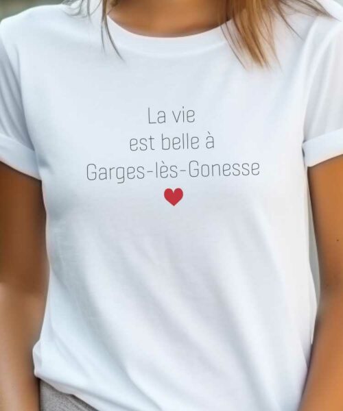 T-Shirt Blanc La vie est belle à Garges-lès-Gonesse Pour femme-2