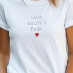 T-Shirt Blanc La vie est belle à Pantin Pour femme-2