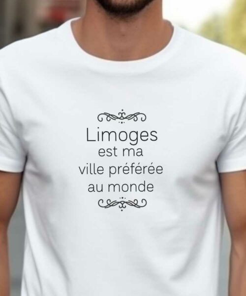 T-Shirt Blanc Limoges est ma ville préférée au monde Pour homme-2