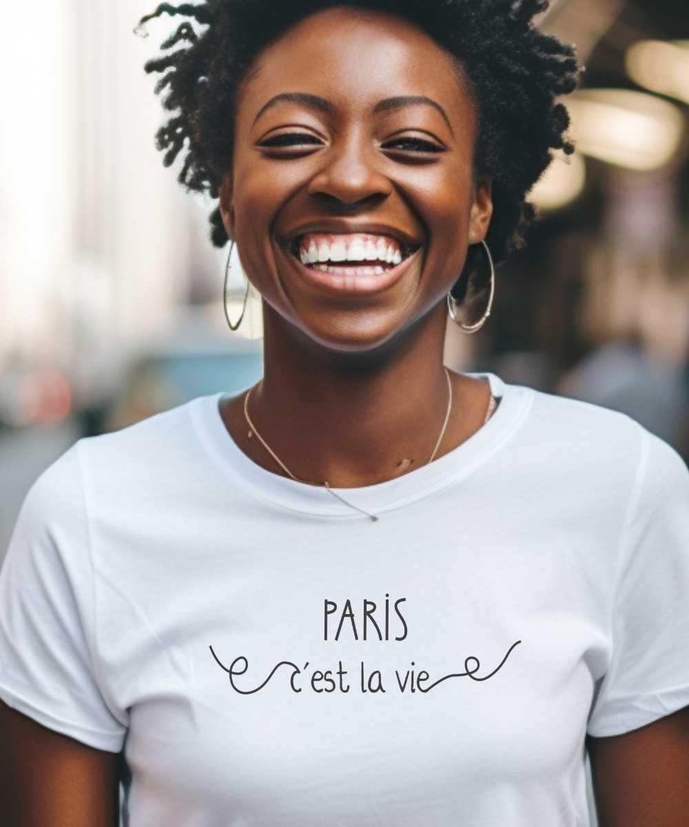 T-Shirt Blanc Paris c’est la vie Pour femme-1